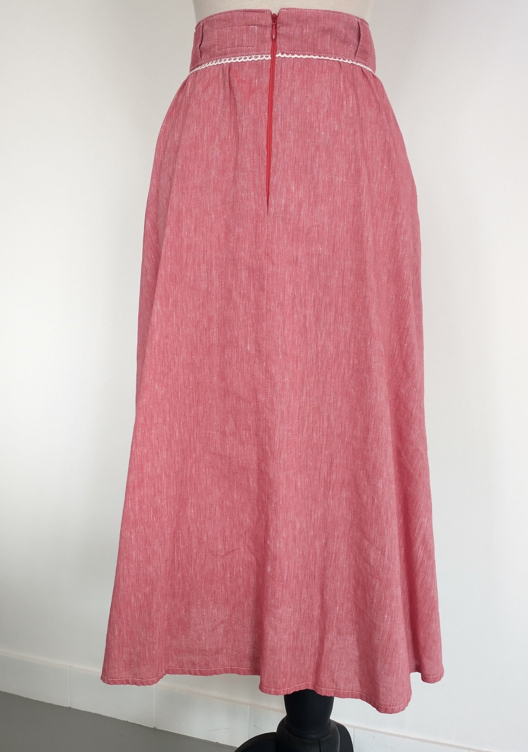 BERTHE long flared skirt in linen. Upcycling. SIZE 1.