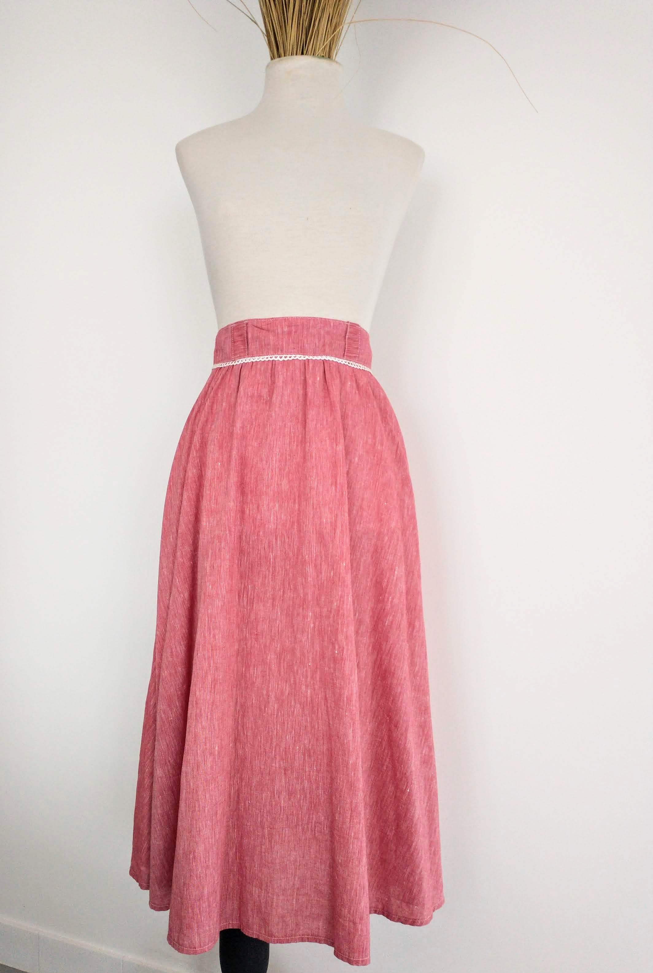 BERTHE long flared skirt in linen. Upcycling. SIZE 1.
