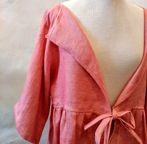 Veste Kimono MAKIKO pink. Lin. Upcycling. TAILLE U.