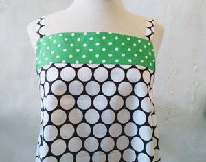 Short flared dress with straps RÊVE in polka dots. Upcycling. Unique piece. SIZE 1.