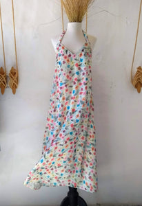 Long flared dress and fluid adjustable backless. MACARELLA. Upcycling. SIZE 1 and 2.