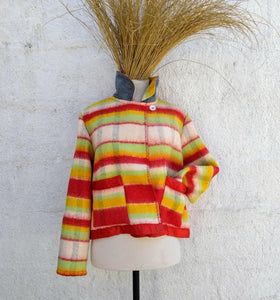 Short jacket The striped blanket JACKET. Unique piece. Upcycling. SIZE 1.
